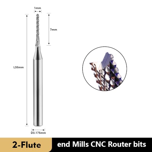 Image of Carbide End Mills CNC Router Bits for Engraving and Milling.5 Pcs D1x38mm