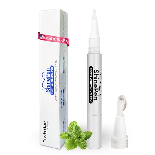 Swissker by Swissklip ShinePen Teeth Whitening Pen Instant Results Whitening Pen Enamel-Safe with Peppermint Flavor Easy to Use Made in USA