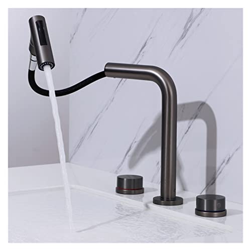Mélangeur d'eau brosse or noir pour robinet de vasque à 3 trous - 4