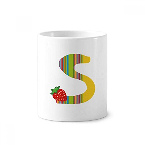 Mug Blanc Fraise en céramique 350 ml avec porte-stylo à dents