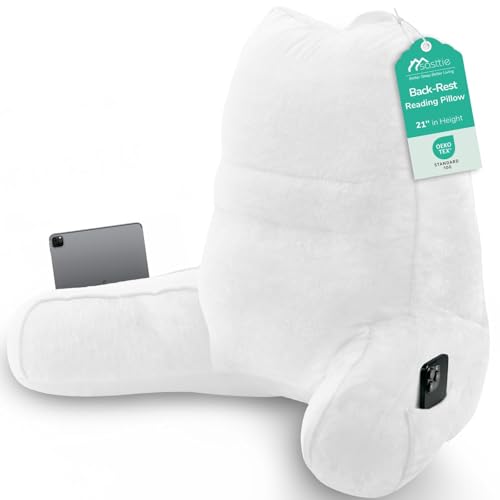Image of Sasttie Reading Pillow for Bed, Back Pillow for Sitting Up, White