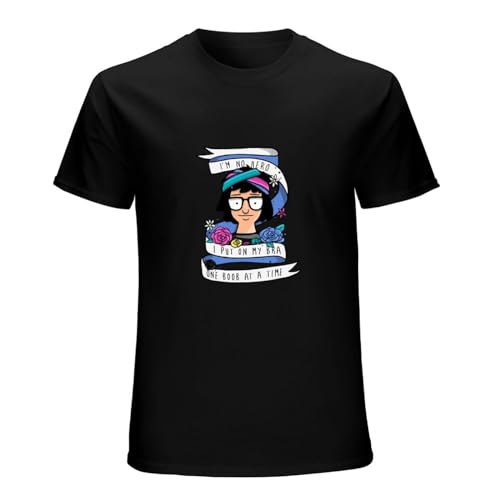 Woqu Men's T-Shirt Pullover Short Sleeve T-Shirts Bob Burgers Cotton Short Sleeve T-Shirts Black 3Xl
