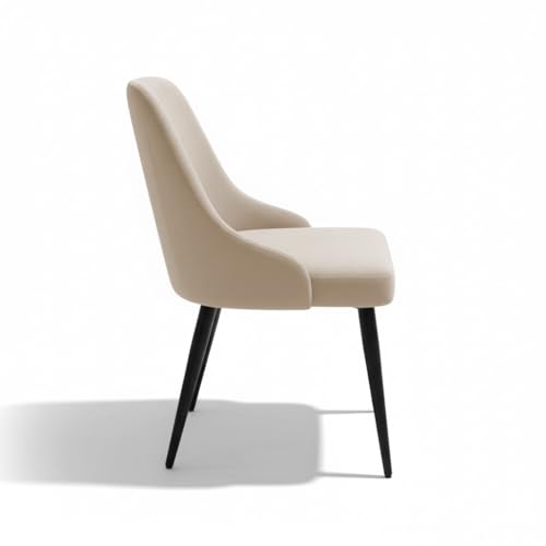 Image of Finch Fox Taskpro Modern Unique Velvet Upholstered Seating Living Room Dining Chair with Black Metal Legs in Cream Color (Set of 6)