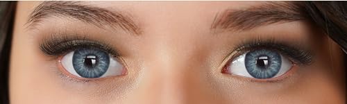 Kontaktlinsen farbig ohne Stärke blau | farbige blaue Jahreslinsen | weiche Linsen | 2 Stück Farblinsen + Linsenbehälter | 0.0 Dioptrien | natürliche Farben | Charmiga Caribbean Blue