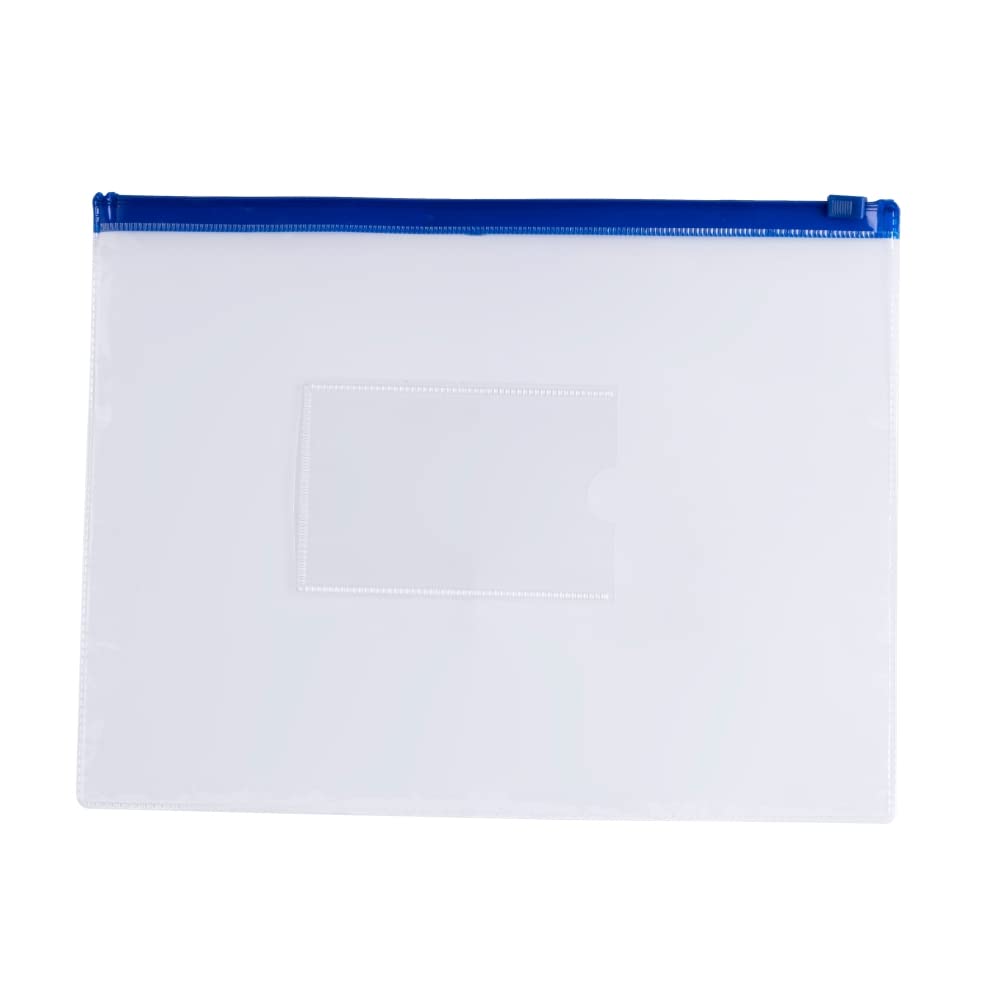 Pack of 12 A5 Clear Zippy Bags with Blue Zip