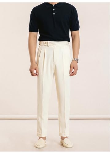 Men's Slim Fit Flat Front Dress Pant Classic Pleat Trousers Casual Formal Office Wear Lightweight Pants4