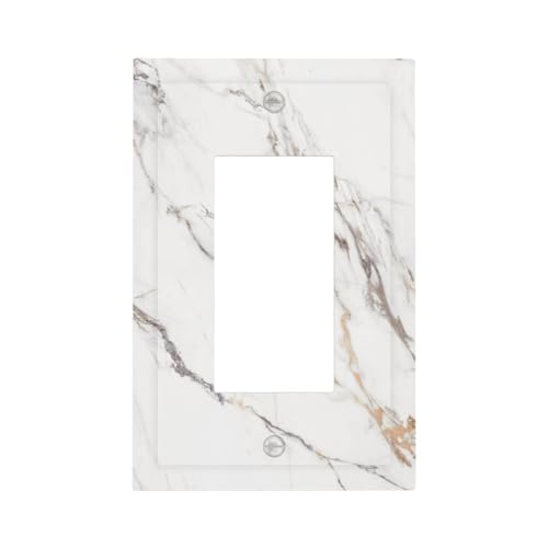 Decorative Outlet Covers Modern Grey Gold Marble Texure 1 Gang Rocker Light Switch Cover Plate Single Decora Light Switch Covers Wall Plate Faceplate for Kitchen Bathroom Home Decor