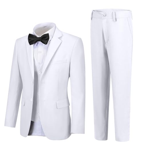 Image of Boy Suits 5 Pieces Formal Suit Set with Adjustable Waist Kids Dress Suit for Wedding Prom