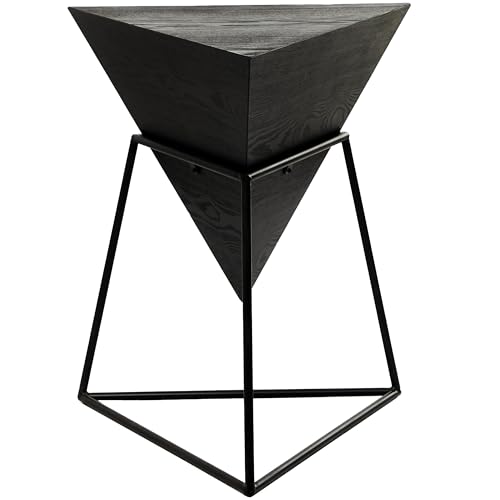 Deco 79 Wood Geometric Side End Accent Table Inverted Pyramid End Table with Metal Stand, Side Table 19" x 17" x 24", Black by deco 79 - Used condition - US$70.69