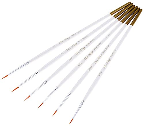 AKORD6 pcs Miniature Art Brushes for Fine Detailing & Art Painting - Acrylic, Watercolor, Oil - Miniatures, Models, Airplane Kits, Nail