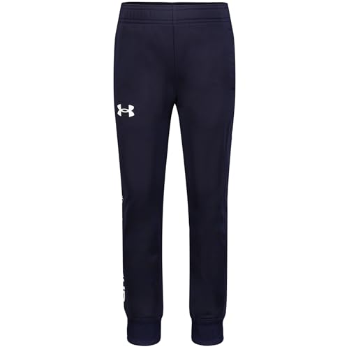 Under Armour Pantaloni da Jogging in Pile da Ragazzo, Coulisse Regolabile e Polsini alle Caviglie, Marina Midnight Jog, 4