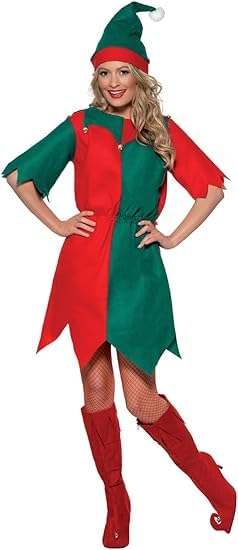 Déguisement elfe de Noël adulte rouge et vert Smiffys panoplie de lutin avec chapeau