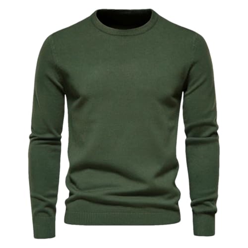 Men's Round Neck Solid Color Simple Warm Slim Fit Long Sleeve Sweater