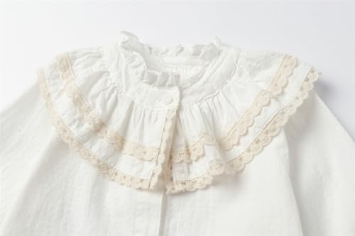Image of Mud Kingdom Girls Blouse Shirts Spring Fall Long Sleeve Button-Down Top Ruffle Collar