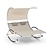 Blumfeldt Brentwood Double Rocker Tumbona Mecedora - Hamaca Doble, 140 x 168 x 189 cm, ComfortMesh, Diseño ergonómico, Fácil Limpieza, Toldo, Beige