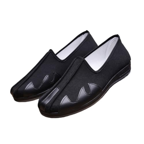 KANLVU Kampsportskor Gamla Peking Tygskor Tai Chi Kung Fu Skor För Män Och Kvinnor Flexibelt Andningsbart Tyg Och Gummisula Traditionella Kinesiska Skor(43 EU,Black)