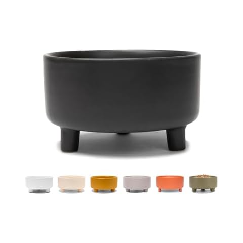 Waggo Uplift Ceramic Dog Bowl for Small Medium and Large Breeds - Heavyweight and Durable Pet Food and Water Dish Crock, Dishwasher Safe, Modern, Elevated Feeder (Large, Black) Cover