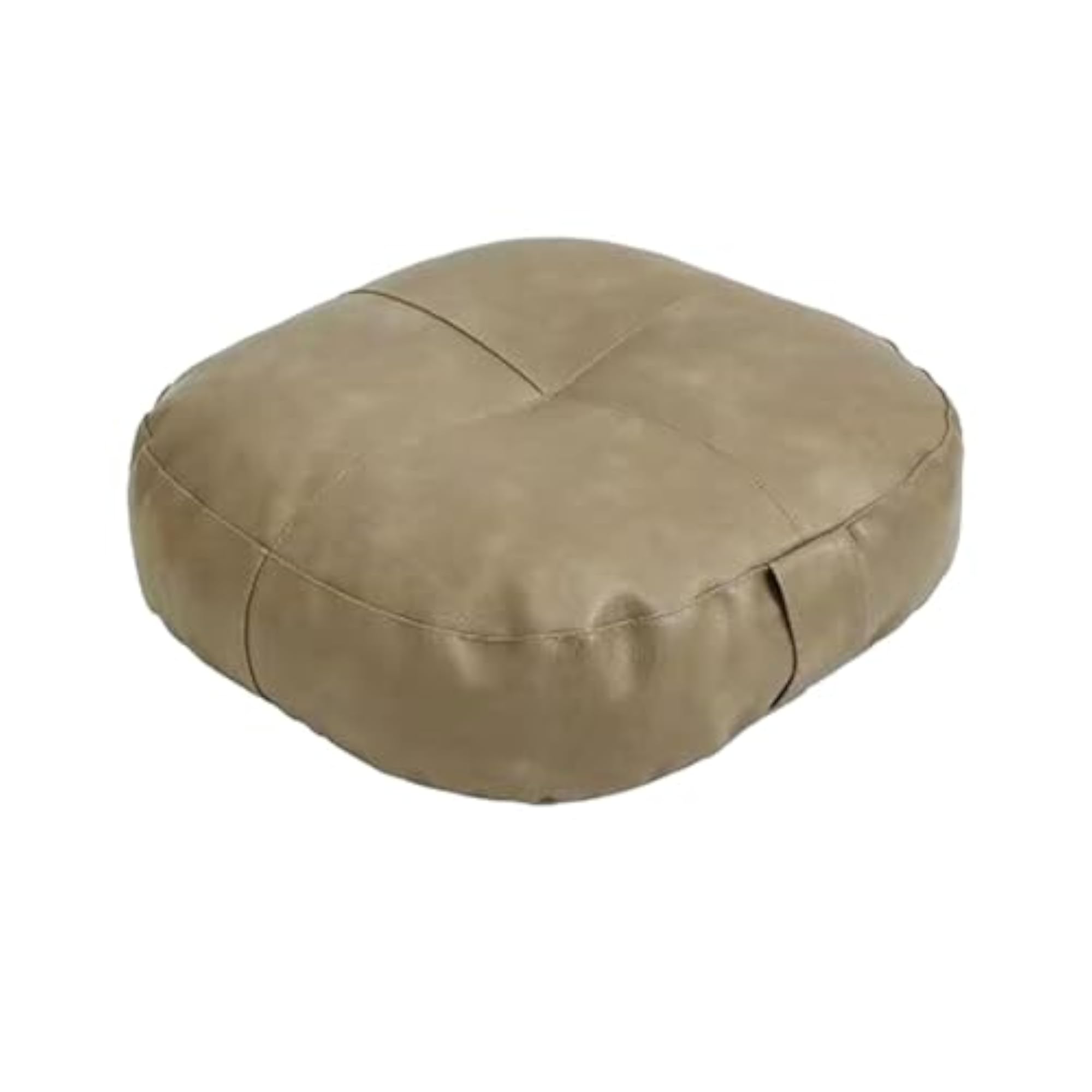 Round Floor Decorative Ottoman Pouf for Balcony, Light Khaki