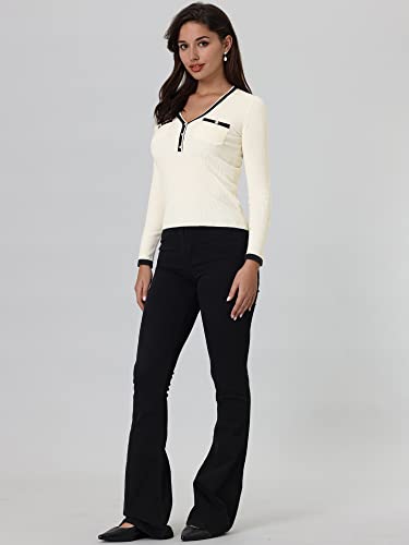 Women's 2024 Fall Sweater Top V Neck Long Sleeve Casual Ribbed Knit Tee Tops3