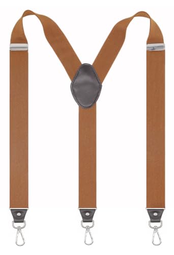 Image of Mens Suspenders with 3 Swivel Hooks Belt Loops 1.4 Inch Wide Heavy Duty Adjustable Braces