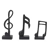 Texvora 3er-Set Musiknoten-Statuen, Schwarze Harzdeko für Musikzimmer...