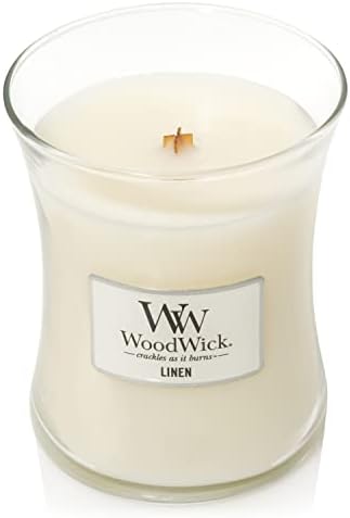 WoodWick Linen Medium Jar Candle White