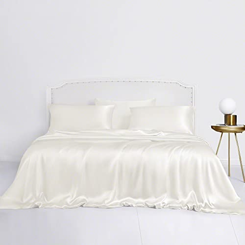 Linenwalas 100% Bamboo Duvet Cover Set King Size Silky White 3Pcs 300Tc Luxury Soft Comforter Cover 90" X 106", Oeko-Tex Cooling Bamboo Duvet Covers With Zipper Closure And Corner Ties #TOP13