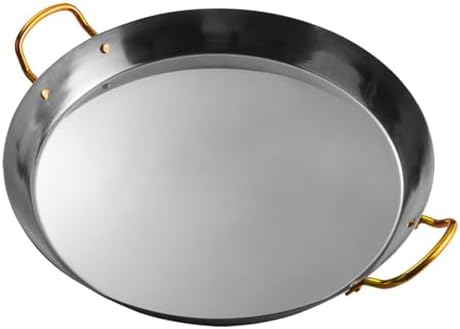 Large Commercial Stainless Steel Paella Pan with Riveted Handles - Non-Stick Skillet for Omelets, 36/40/45cm Cookware Ideal for Home & Restaurant Use (45cm)