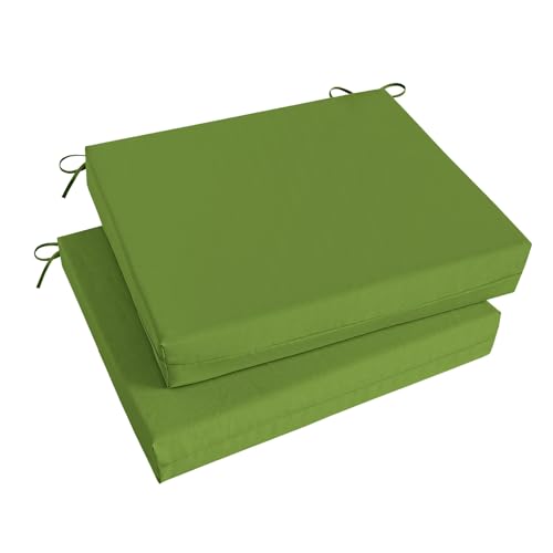 Image of Basic Beyond Outdoor Chair Cushions Set of 2, Square Corner Outdoor Cushions for Patio Furniture, Water Resistant Patio Chair Cushions with 2 Ties, 18.5x16x3, Grass Green