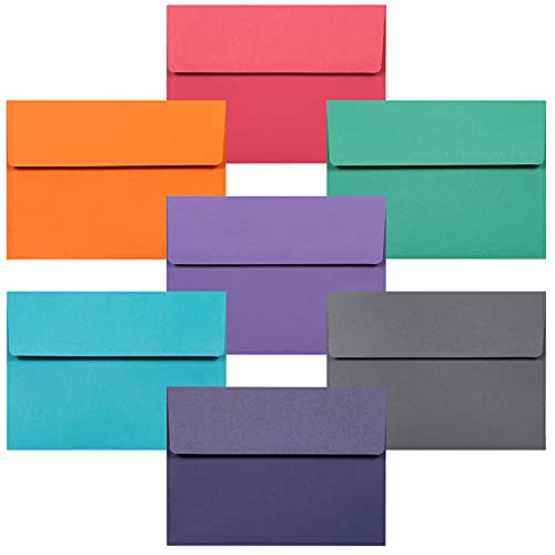 5x7 Envelopes for Invitations, 35-Pack A7 Envelopes for 5x7 Cards, Colored Invitation Envelopes, 7 Colors, 5 1 4 x 7 1 4 Inches