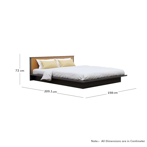 Image of Bniture Modern Low Height King Size Bed Without Storage | Engineered Wood Platform Bed Headboard | Bed King Size Wooden Cot Double Bed for Bedroom 3 Year Warranty (Slate Grey & Giant Wood)