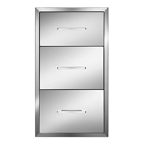 Outdoor Kitchen Drawers, 17''W X 30''H X 21''D Double Layer Drawer With Paper Towel Bbq Access Drawers With Handle Drawers For Grill Station #TOP1