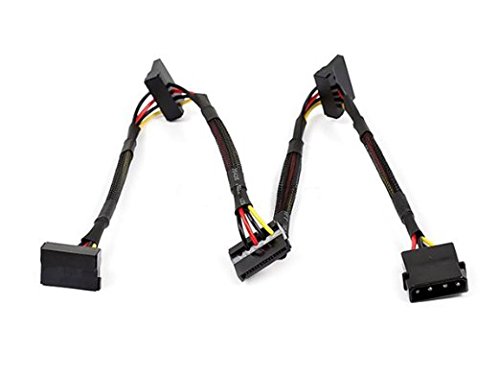 Monoprice 108794 24-Inch 4-Pin Molex Male to 4 15-Pin SATA II Female Power Cable Net Jacket (3 Pack)