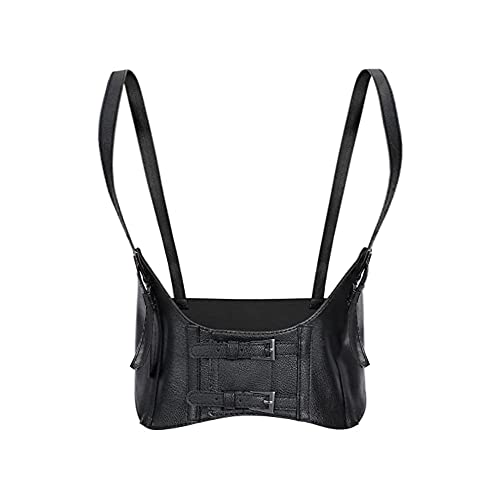 TOFBS Punk Leder Korsett Harness Unterbrustkorsett Taillengürtel Verstellbare Gothic Weste für Frauen und Mädchen Cosplay Party Rave Halloween Kostüm (Schwarz)
