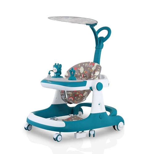 Image of Bunnie Baby Activity Sumo Walker, Adjustable Infant Walking, Removable Toy Tray, Safety Lock Wheels, and Parental Handle, Perfect for Toddlers Learning to Walk Indoors, 6-Wheel Design - L Blue
