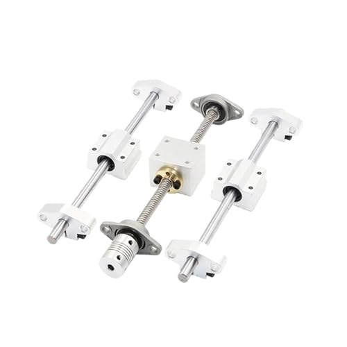 Metal Ball Screw nut end Processing T20 Trapezoidal Screw Nut Set with Support Seat KP004 Holder Vertical Kit Lead 4mm Diameter 20mm Length 100-1000mm(150mm)