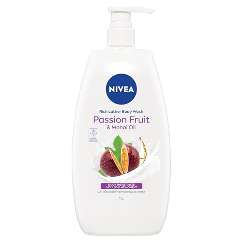 Image of NIVEA Passionfruit & Monoi Oil Body Wash (1L), Rich Lather Shower Gel for Healthy Moisturised Skin, Shower Cream with Fresh Mild Scent for Effective Body Cleansing, detox cleanse, best body wash, soap