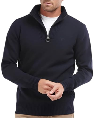 BARBOUR: ESSENTIAL LAMBSWOOL HALF ZIP NAVY Large
