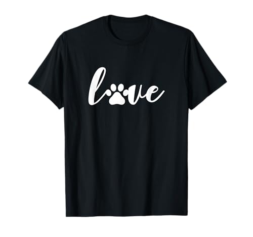 Paw Print Love Heart Funny Cool Dog Cat Mom Pet Animal Lover T-Shirt Small