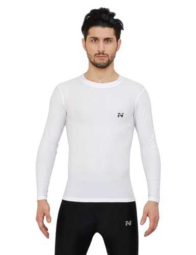 Image of NINQ Men's 1 Or 3 Pack Compression Shirts Long Sleeve, Base-Layer Quick Dry Workout T Shirts Sports,Gym, Running T-Shirt (Large, WHITE 2)