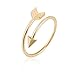 Produktbild Good.Designs ® Damen Ring Arrow (offener Ringschmuck) Verstellbarer Damenring in Gold Ringgold goldfarben Goldener goldenerring ringschmuckgold goldenerringschmuck