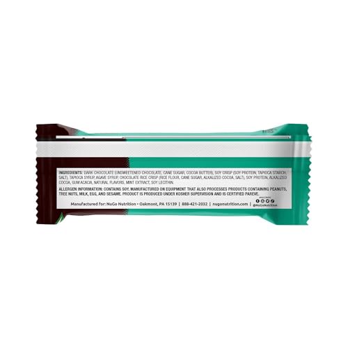 Image of NuGo Dark Chocolate Mint Chocolate Chip, 13g Protein Bar, Vegan, Gluten Free, Non-GMO, Kosher Pareve, 12 Count