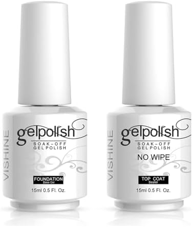 Vishine 15 ml Base Coat & Top Coat – Lote de esmaltes de base y acabado – Gel semipermanente – Kit de manicura – 2 piezas