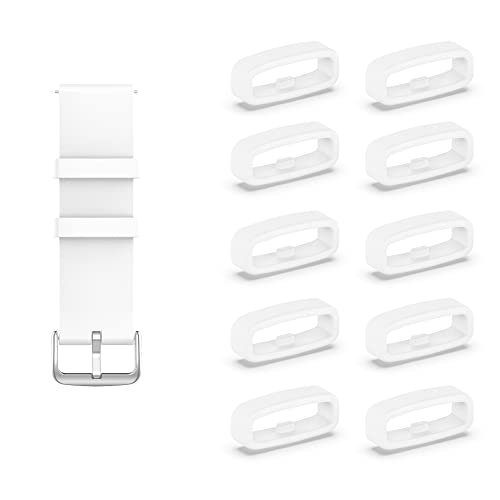 KUTEWEU 10 Piezas Soporte para Correa de Reloj, Galaxy Correa de Silicona para Reloj, Amazfit Piezas de Anillo de Sujeción para Correas de Reloj Inteligente, Garmin Reemplazo de Pulsera (18mm, Blanco)