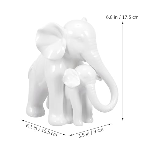 Éléphant décoratif céramique blanche figurine réaliste bureau SOLUSTRE
