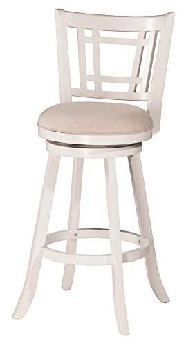 Hillsdale-Fairfox-Swivel-Stool-with-Rectangular-Lattice-Back-Counter-Height-White Hillsdale Fairfox Swivel Stool with Rectangular Lattice Back Counter Height White