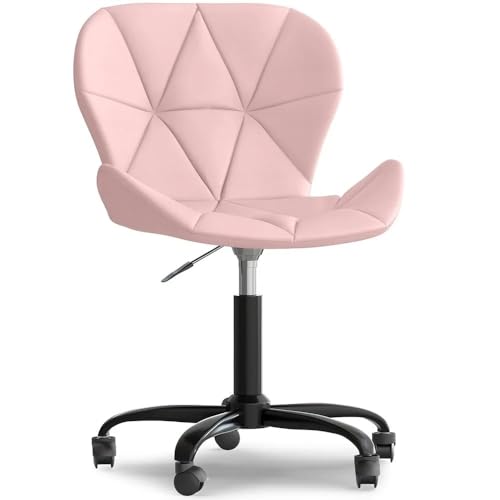 Image of Amazon Brand - Umi Home Swivel Height-Adjustable Faux Leather Office Computer Study Desk Chair for Salon, Spa in Light Pink Color