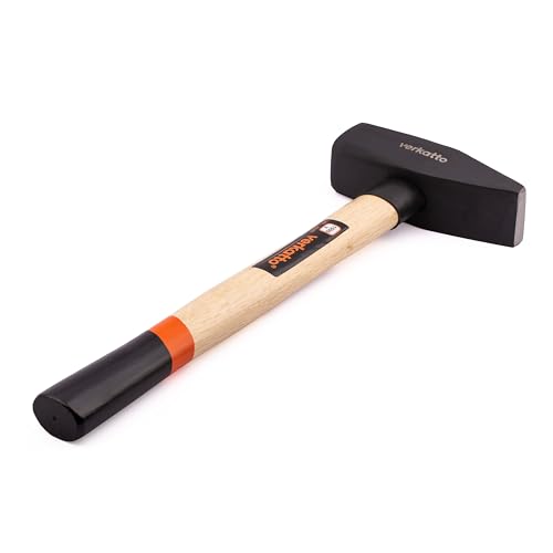 Mivos Martillo de cerrajero, 1500 g, con mango de madera, martillo con cabeza de acero forjado y mango de madera robusta, martillo de ingeniero, peso de cabeza de 1500 g, martillo mecánico DIN 1041