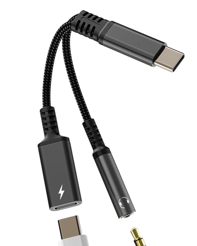 Adaptador USB C a Auxiliar Audio(2en1)Adapter Jack Auriculares 3.5mm Cable Cargador Tipo C para iPhone 16 15 Compatible Con Samsung Headphone para iPad Microfono Conector para Apple Android Coche AUX