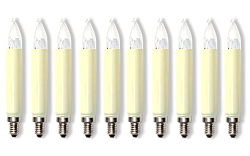 MLight 10 Stück Schaftkerzen 14V 3W E10 Normalschaftkerze...